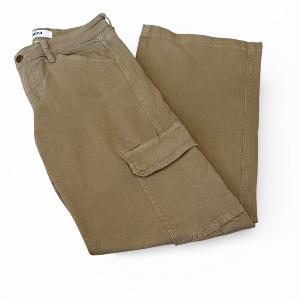 MICA Wide Leg Khaki Cargo‎ Pants Women's Size 24 Cotton/Stretch